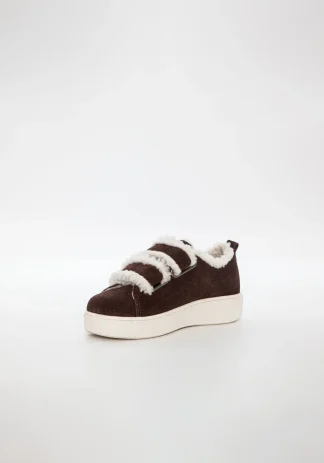 Locri sko barn m teddy WP semsket skinn Dark Brown