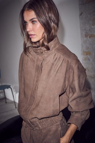 Suede gather Crop Jacket