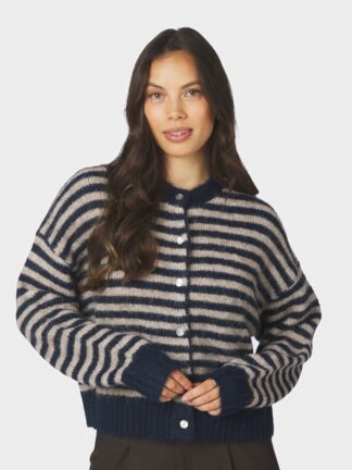 Isana Stripe Fluffy Knit Cardigan