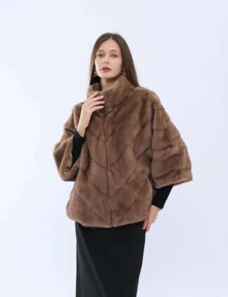 Jakke Fake Fure Taupe/Brun
