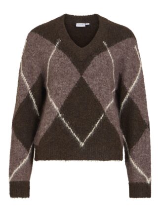 Vitolise V-Neck L/s Check Knit Top/tes