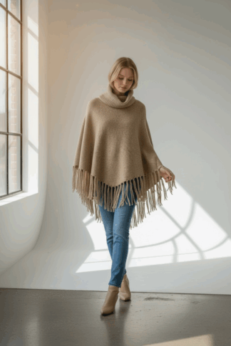 Poncho One Size Beige
