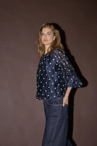 Ditacc Dot Ls Balloon Blouse