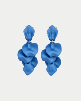 Leaf earrings pearl Dark blue